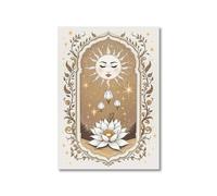 YONGKUIQMK Affiche murale céleste sur toile représentant le soleil, la lune et des fleurs, inspirée du tarot, for un salon moderne et une décoration spirituelle.(HY67-7,50x70cm Unframed)