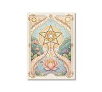 YONGKUIQMK Affiche murale céleste sur toile représentant le soleil, la lune et des fleurs, inspirée du tarot, for un salon moderne et une décoration spirituelle.(HY67-4,40x50cm Unframed)