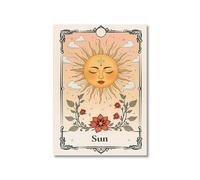 YONGKUIQMK Affiche murale céleste sur toile représentant le soleil, la lune et des fleurs, inspirée du tarot, for un salon moderne et une décoration spirituelle.(HY67-6,50x70cm Unframed)