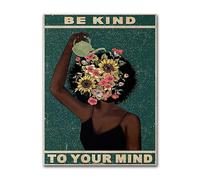 YONGKUIQMK Affiche sur la santé mentale des filles - Prenez soin de votre esprit - Impression d'art positive - Peinture sur toile vintage for femme - Décoration intérieure(A,30x40cm No Frame)