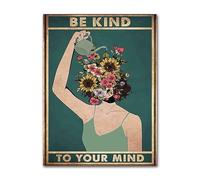 YONGKUIQMK Affiche sur la santé mentale des filles - Prenez soin de votre esprit - Impression d'art positive - Peinture sur toile vintage for femme - Décoration intérieure(G,40x60cm No Frame)