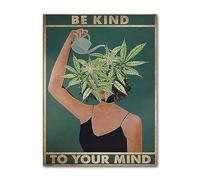 YONGKUIQMK Affiche sur la santé mentale des filles - Prenez soin de votre esprit - Impression d'art positive - Peinture sur toile vintage for femme - Décoration intérieure(C,20x30cm No Frame)