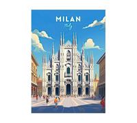 YONGKUIQMK Affiches en toile minimalistes, pont de la tour de Milan, côte d'or, australie, New York, aquarelle urbaine, décoration murale for la maison(D,30x40cm NO FRAME)