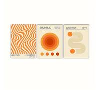 YONGKUIQMK Ensemble d'imprimés d'art Orange Bauhaus, 3 pièces, minimaliste, rétro, exposition d'art mural, peinture sur toile, affiche, décoration de maison(3Pc 50x70CM NoFramed)