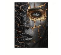 YONGKUIQMK Portrait moderne de femme en mosaïque, tableau sur toile, affiche moderne for la décoration de la chambre et du salon(40x60cm Unframed)