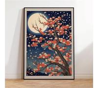 YONGKUIQMK Tableau moderne représentant un cerisier en fleurs au clair de lune, imprimé sur toile, idéal for la décoration du salon et de la maison.(30x40cm NO FRAME)