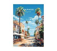 YONGKUIQMK Toile d'art mural aquarelle ville beauté lac Michigan S.Africa Paphos Luxembourg, affiche de peinture, décor de salle(C,30x40CM No Framed)