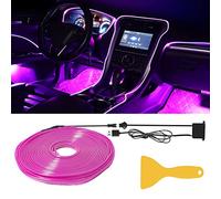YONGMING El Wires Neon Light 5 m/16ft pour l'intérieur de Voiture décorative atmosphère Bande lumière Couture Bord décor Bricolage Signe avec USB，Violet