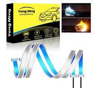 YONGMING Étanche Feux diurnes 30CM 12V Flexible DRL LED Bandes Lumineuses Clignotants pour Phare De Voiture Double Couleur Blanc Conduite Ambre Séquence Exécution, Pack de 2