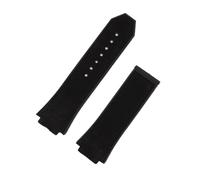 YONGNAGUI NASUNJIA 29 * 19 mm Crazy Horse Cuir Nature Rubber Silicone Watchband Band Watch Band compatible avec Hublot Strap 30 mm King Power Series Tools(Black strap)