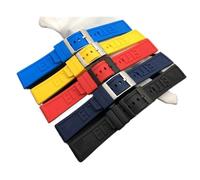 YONGNAGUI NASUNJIA Bande de montre de caoutchouc Nature 22mm 24mm Noir Bleu Red Yellowband Bracelet Compatible avec Breitling Strap Navitimer Avenger(Red,24mm silver buckle)