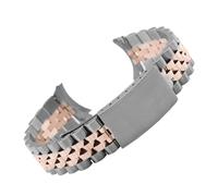 YONGNAGUI NASUNJIA Bande de Montre d'extrémité incurvée en Acier Inoxydable 13 17 18 19 20 21 21 22mm 5eads Métal Solide Montre Bracelet Bracelet Bracelet Tortue Boucle W Tool(Silver Rosegold_21mm)