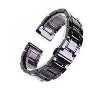 YONGNAGUI NASUNJIA Bracelet De Montre En Céramique De Luxe For Hommes Et Femmes, 14 15 16 17 18 19 20 21 22 23 24 Mm, Blanc, Noir, Or Rose(Black and black,18mm)
