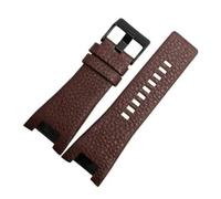YONGNAGUI NASUNJIA Bracelet De Montre En Cuir Véritable, Noir, Marron Foncé, Motif Litchi, Bracelet De Remplacement, Accessoires De Montre, 32mm(BrownA Black Buckle)