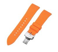 YONGNAGUI NASUNJIA Bracelet de Montre Sport en Silicone à dégagement Rapide, 18 mm, 19 mm, 20 mm, 22 mm, 24 mm, Boucle Papillon, Noir, Marron et Rouge(Orange,19mm,Rose Gold Clasp)