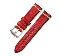 YONGNAGUI NASUNJIA Bracelets de montre en cuir tanné végétal, 18mm 20mm 22mm 24mm, boucle en acier inoxydable, accessoires de montre rétro(Red (silver),22mm)