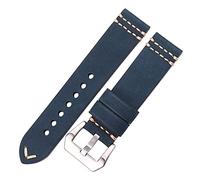 YONGNAGUI NASUNJIA Bracelets De Montre En Cuir Véritable Bracelet De Montre 20mm 22mm 24mm Noir Marron Bleu Jaune Femmes Hommes Bracelet En Peau De Vache Accessoires(Blue Silver Buckle,20mm)
