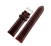 YONGNAGUI NASUNJIA Bracelets De Montre En Cuir Véritable De Cire D'huile 16mm 18mm 19mm 20mm 21mm 22mm 24mm Bracelets De Montre En Peau De Vache(Red,22mm)