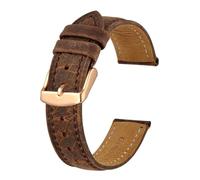 YONGNAGUI NASUNJIA Crazy Horse - Bracelet De Montre En Cuir For Hommes, 18mm, 20mm, 21mm, 22mm, 24mm, Ceinture De Remplacement, Boucle En Or Rose(Brown(Brown Line),16mm)