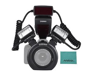 YONGNUO YN24EX E-TTL Macro Speedlite 5600K + 2pcs Têtes Flash + 4pcs Anneaux Adaptateur pour Canon EOS 6D 1Dx 5D3 7D 70D 80D Caméras