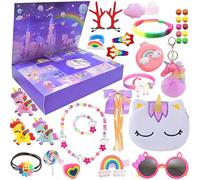 YongSral Calendrier de l'Avent Licorne 2024, Calendrier de l'Avent Fille, 24 Jours Licorne Calendrier de Compte à Rebours de Noël, Livré avec Sac, Poupée Licorne et Accessoires pour Cheveux