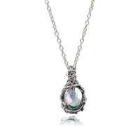 Yongst Collier avec pendentif en pierre de lune, bijoux vintage en cristal, colliers pour femme, en forme de goutte d'eau, bijoux pour nouveaux débuts, pierre de lune arc-en-ciel, taille unique, Métal