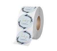 YongXiangPeng Lot de 500 autocollants de remerciement, étiquettes de remerciement, étiquettes de remerciement rondes de 3,8 cm, motif bouquet de fleurs bleues pour soutenir les enveloppes, les cartes de vœux, les enveloppes, les sacs cadeaux, les boutiques