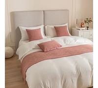 YongXinMY Chemin de lit uni matelassé en polaire - Motif coquille en velours moderne - Protection double face réversible pour hôtel, maison d'hôtes, chambre à coucher, décoration de mariage (rose, 45