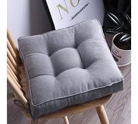 YongXinMY Coussin carré rembourré pour chaises - Couleur unie avec attaches - 10 cm d'épaisseur - Coussin de sol doux pour bureau, salle à manger, tatami, salon, méditation (gris, 45 x 45 cm)