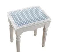 YongXinMY Coussin de tabouret rectangulaire avec attaches - Coussinets en dentelle à carreaux en coton et lin antidérapants doux pour banc de piano simple, double, coiffeuse, usage domestique (bleu