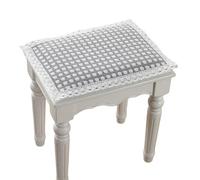 YongXinMY Coussin de tabouret rectangulaire avec attaches - Coussinets en dentelle à carreaux en coton et lin antidérapants et doux pour banc de piano simple, double, coiffeuse, usage domestique (gris