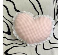 YongXinMY Coussin décoratif en dentelle vichy mignon en forme de cœur, étoile, lune, nuage, doux pour canapé, lit, chaise, fenêtre, chambre à coucher, salon (cœur rose)