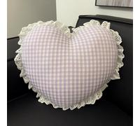 YongXinMY Coussin décoratif en dentelle vichy mignon en forme de cœur, étoile, lune, nuage, doux pour canapé, lit, chaise, fenêtre, chambre à coucher, salon (cœur violet)