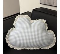 YongXinMY Coussin décoratif en dentelle vichy mignon en forme de cœur, étoile, lune, nuage, doux pour canapé, lit, chaise, fenêtre, chambre à coucher, salon (nuage bleu)