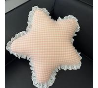 YongXinMY Coussin décoratif en dentelle vichy mignon en forme de cœur, étoile, lune, nuage, doux pour canapé, lit, chaise, fenêtre, chambre à coucher, salon (étoile rose)