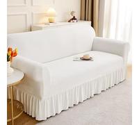 YongXinMY Housse de canapé extensible avec jupe, housse de canapé universelle en chenille avec design à volants, adaptée aux animaux domestiques et anti-rayures pour le salon (#3, 2 places)
