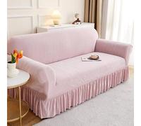 YongXinMY Housse de canapé extensible avec jupe, housse de canapé universelle en chenille avec design à volants, adaptée aux animaux domestiques et anti-rayures pour le salon (#4, 2 places)