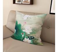 YongXinMY Housse de coussin chinoise Zen Lotus - Housse de coussin vintage en lin double face avec imprimé floral - Pour canapé, salon, méditation (#23,2 cm)