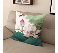 YongXinMY Housse de coussin imprimée de lotus zen chinois - Housse de coussin vintage en lin - Imprimé floral - Double face - Pour canapé, salon, méditation (50,8 cm, #2)