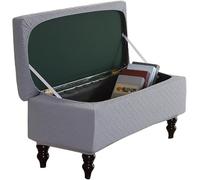 YongXinMY Housse de pouf extensible avec rabat - Housse de protection rectangulaire en jacquard avec élastique en bas - Couleur unie - Anti-poussière - Pour salon, chambre à coucher (gris, L)