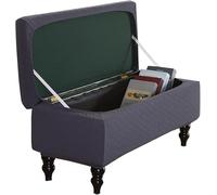 YongXinMY Housse de pouf extensible avec rabat - Housse de protection rectangulaire en jacquard avec élastique en bas - Protection anti-poussière pour repose-pieds pour salon, chambre à coucher (gris