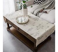 YongXinMY Housse de table à café avec poches et pompons - Nappe rectangulaire en lin de coton jacquard polyvalente rustique, anti-poussière et anti-rides pour salon, meuble TV, table à manger (Gris