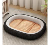 YongXinMY Lit rafraîchissant en rotin glacé pour animal domestique - Tapis d'été tissé respirant avec bord en coton PP antidérapant confortable et durable pour petits animaux de compagnie, maison