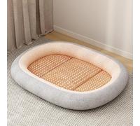YongXinMY Lit rafraîchissant en rotin glacé pour animal domestique - Tapis d'été tissé respirant avec bord en coton PP antidérapant confortable et durable pour petits animaux de compagnie, maison