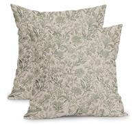 YongXinMY Lot de 2 housses de coussin carrées décoratives vintage en lin - Motif floral - Pour canapé, lit, salon, terrasse, extérieur et décoration d'intérieur (61 cm, vert)