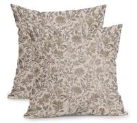 YongXinMY Lot de 2 housses de coussin carrées décoratives vintage en lin - Motif floral - Pour canapé, lit, salon, terrasse, extérieur et décoration d'intérieur (50,8 cm, gris clair)
