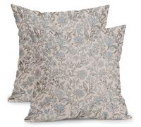 YongXinMY Lot de 2 housses de coussin carrées décoratives vintage en lin - Motif floral - Pour canapé, lit, salon, terrasse, extérieur et décoration d'intérieur (61 cm, bleu gris)