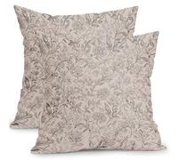 YongXinMY Lot de 2 housses de coussin carrées décoratives vintage en lin - Motif floral - Pour canapé, lit, salon, terrasse, extérieur et décoration d'intérieur (40,6 cm, gris)