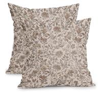 YongXinMY Lot de 2 housses de coussin carrées décoratives vintage en lin - Motif floral - Pour canapé, lit, salon, terrasse, extérieur et décoration d'intérieur (50,8 cm, gris orangé)
