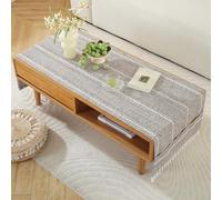 YongXinMY Nappe en coton et lin rectangulaire pour salon - Simple tapis pour meuble TV, nappe de table basse avec poches, couverture à franges avec pompons pour table de thé, salle à manger